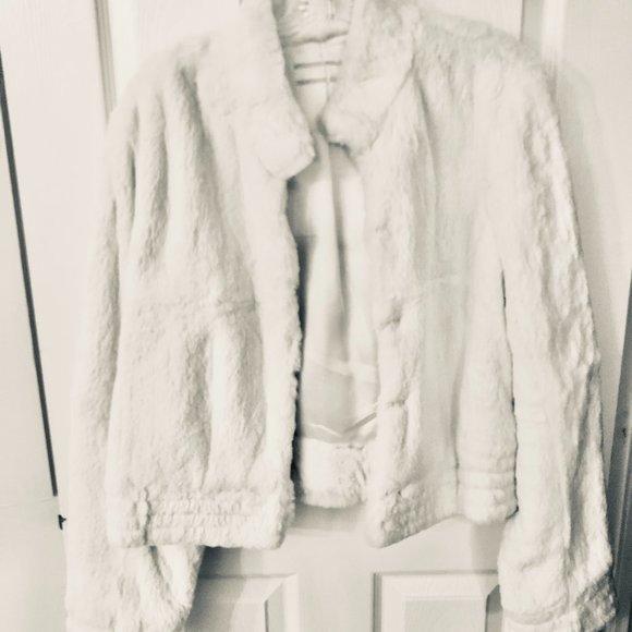 BCBG Real Rabbit Fur Jacket - White - Picture 2 of 3